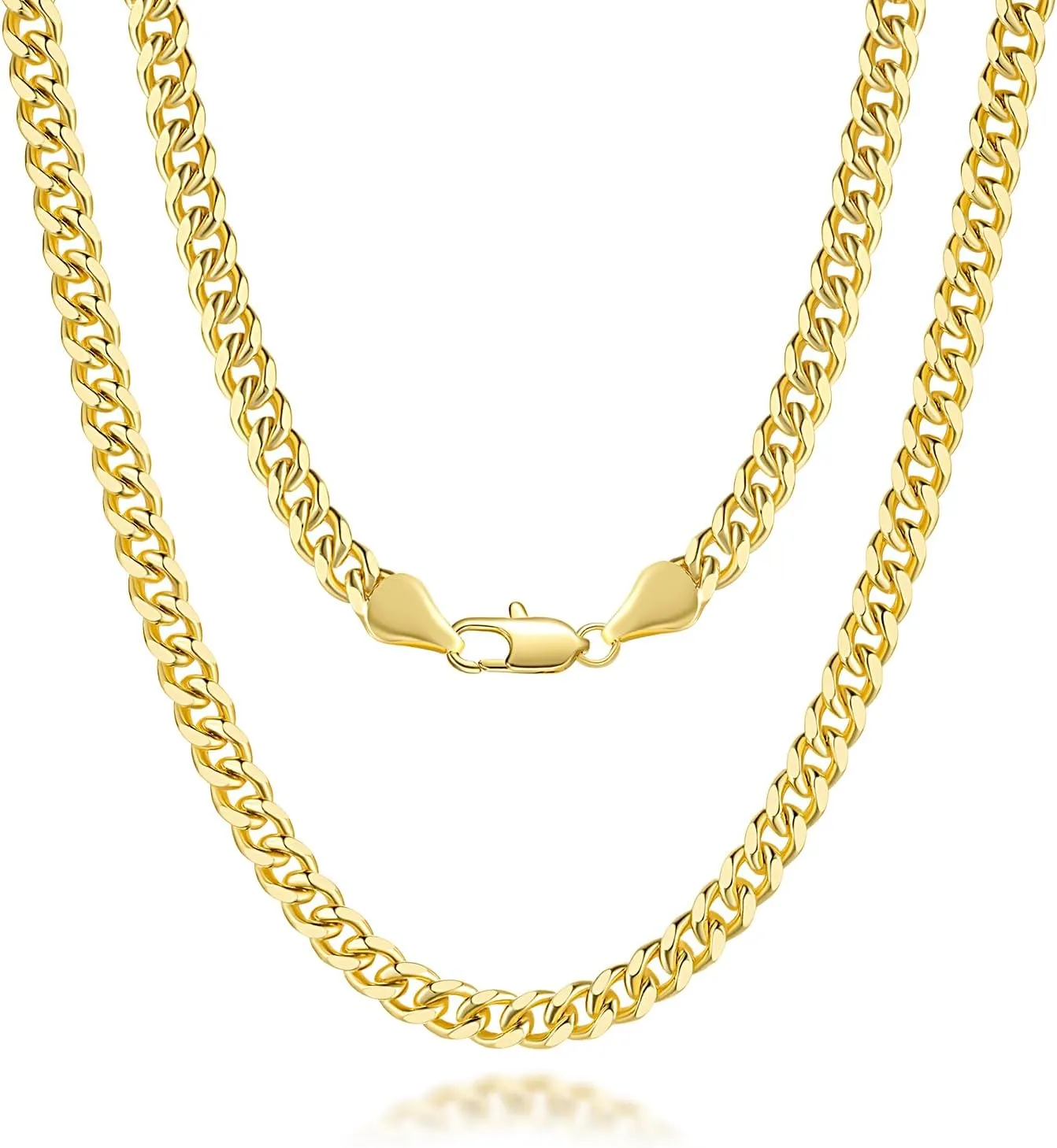 14K Gold Chain for Women Men 14K Gold Necklaces for Women's Necklace Mens Necklace Chain Cuban Link Chains for Women & Men 5MM 16'' 18'' 20'' 22'' 24'' 26'' 30''
