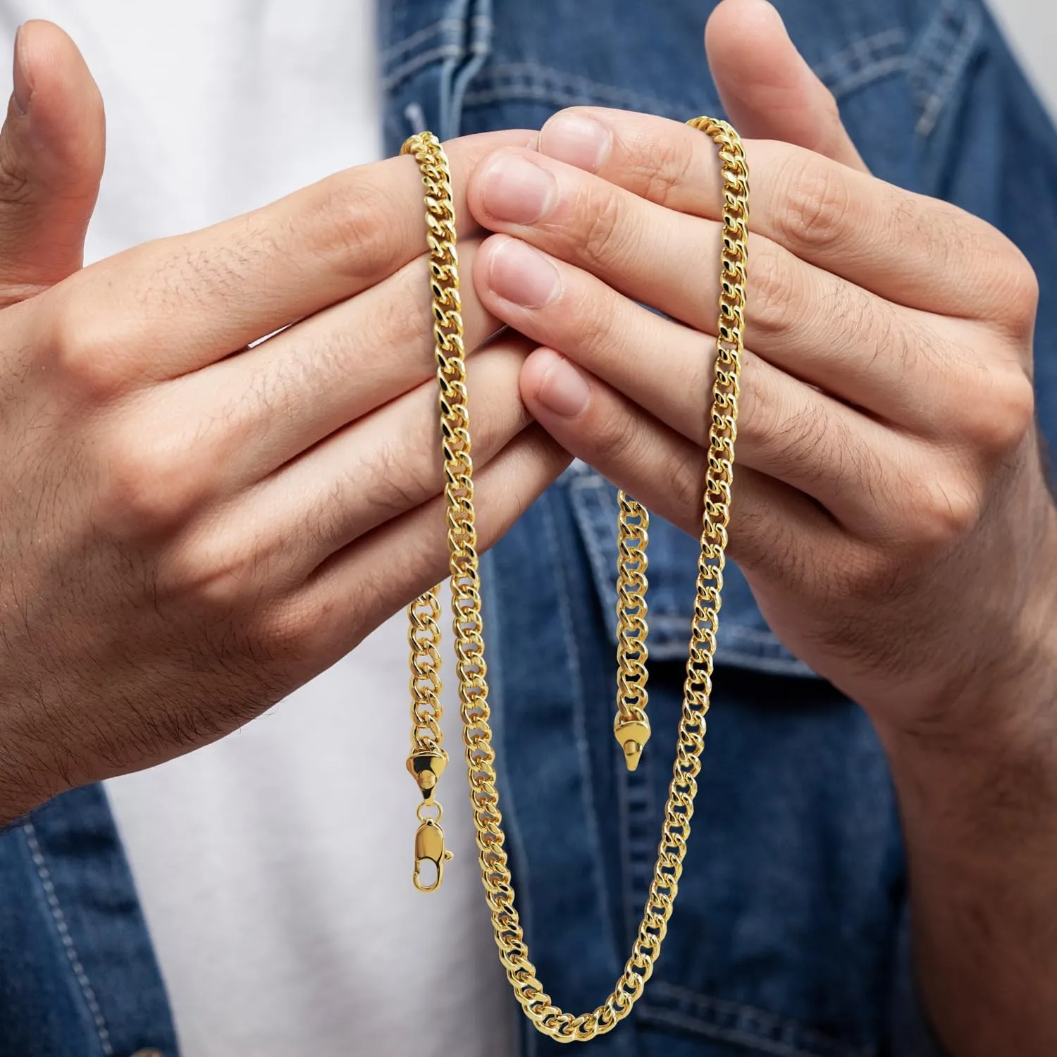 14K Gold Chain for Women Men 14K Gold Necklaces for Women's Necklace Mens Necklace Chain Cuban Link Chains for Women & Men 5MM 16'' 18'' 20'' 22'' 24'' 26'' 30''
