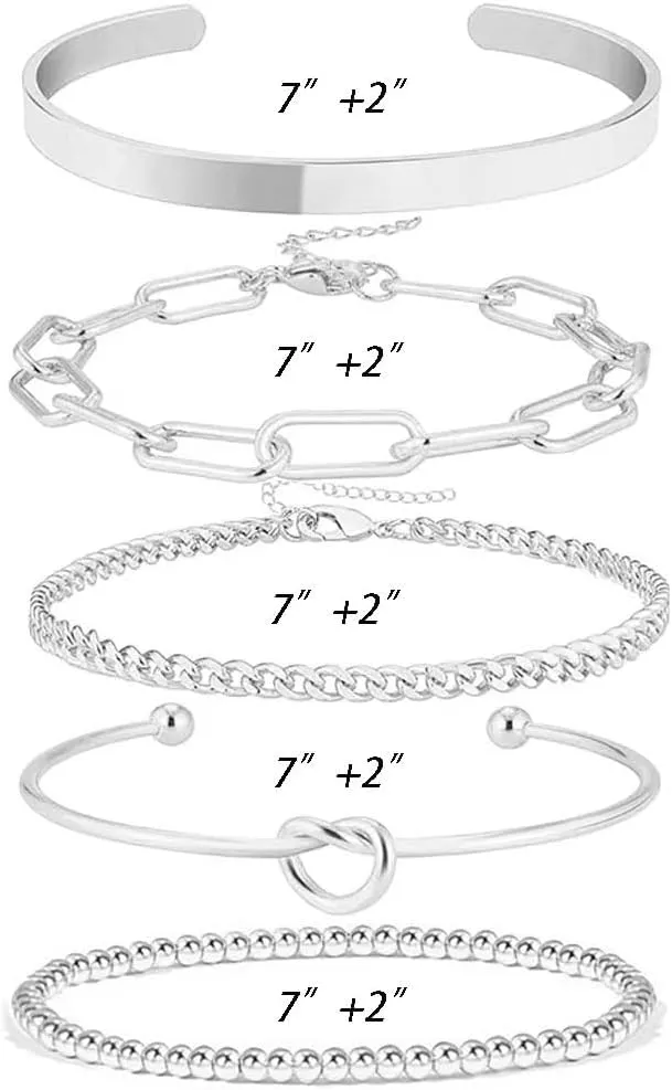 14K Gold Plated Brass Bangle Cuff Bracelet Set for Women Adjustable Bracelet Beaded,Cuban Link,Paperclip Chain Link Bracelets,Women Fashion Gift Accessories
