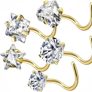 14k Gold Plated Nose Rings Studs for Women 316L Surgical Steel Nose Piercings 22g/20g/18g Gauges 1.5mm/2mm/2.5mm/3mm/3.5mm/4.5mm Sizes