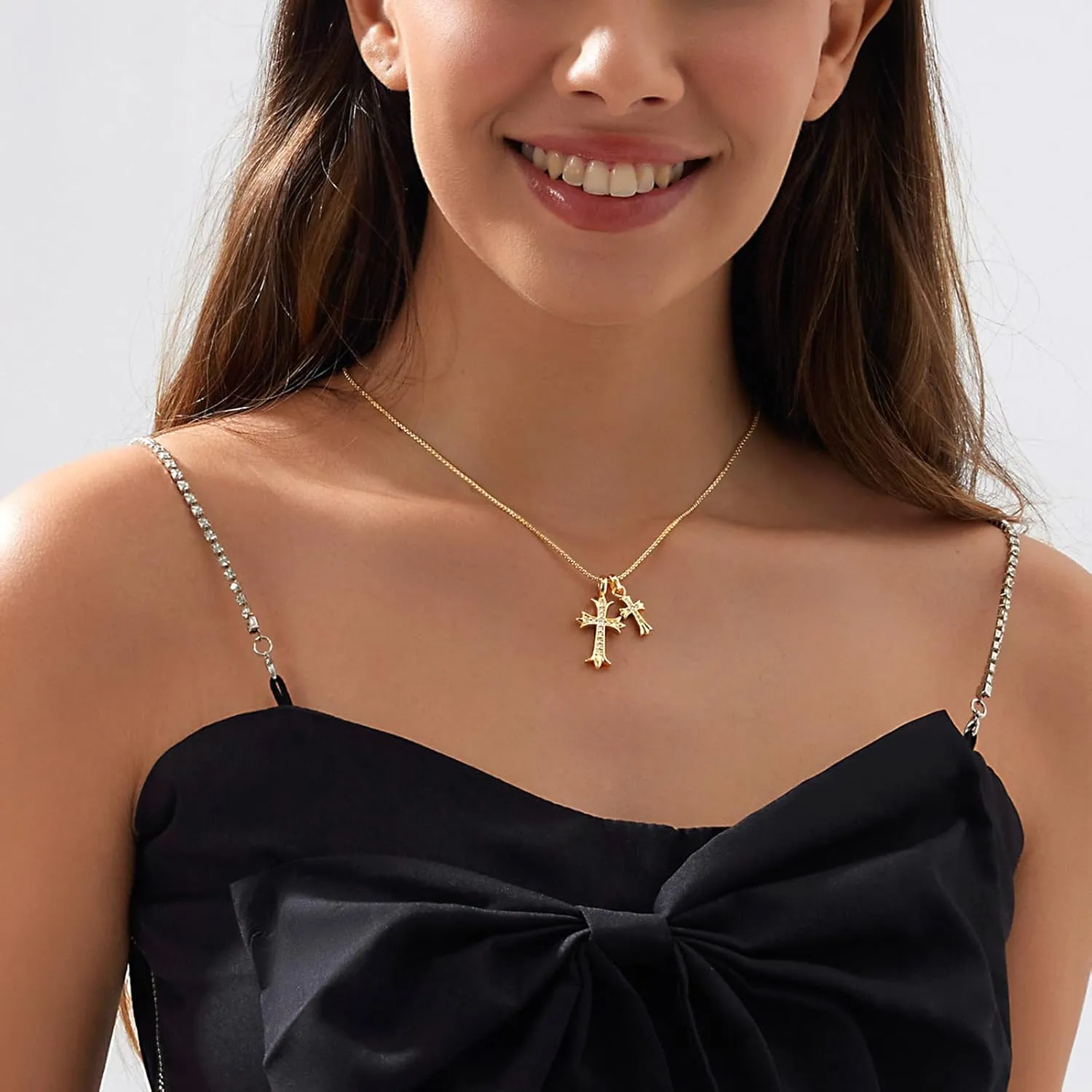 14K Gold Plated/Sterling Silver Cross Necklace for Women Dainty Tiny/Simple/Mini/Classic/Double CZ/Pearl set Cross Pendant Necklace Jewelry Gifts for Women
