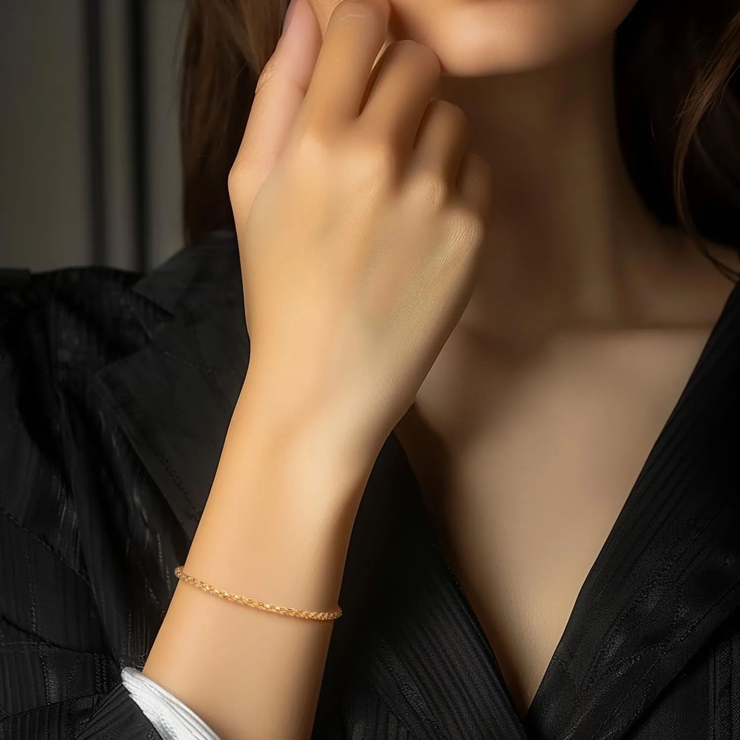 14K Gold Rope Chain Bracelet for Women and Men Dense Design Gold Jewelry Gifts Available in Sizes 6.5-9 Inches