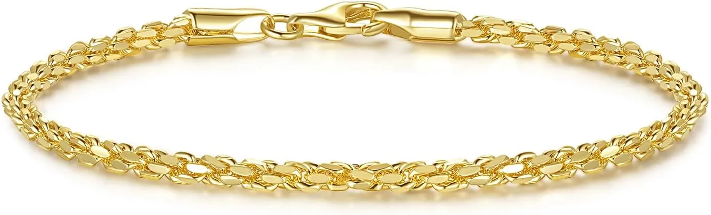14K Gold Rope Chain Bracelet for Women and Men Dense Design Gold Jewelry Gifts Available in Sizes 6.5-9 Inches