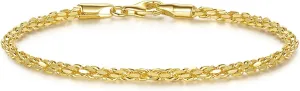 14K Gold Rope Chain Bracelet for Women and Men Dense Design Gold Jewelry Gifts Available in Sizes 6.5-9 Inches