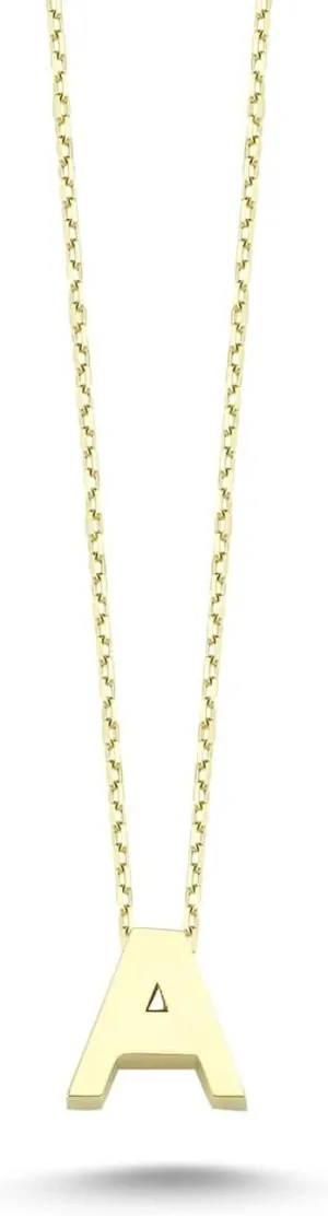 14k Solid Gold Initial Necklace for Women - Dainty Charm Pendant Letter Necklace Jewelry for Women | 18''