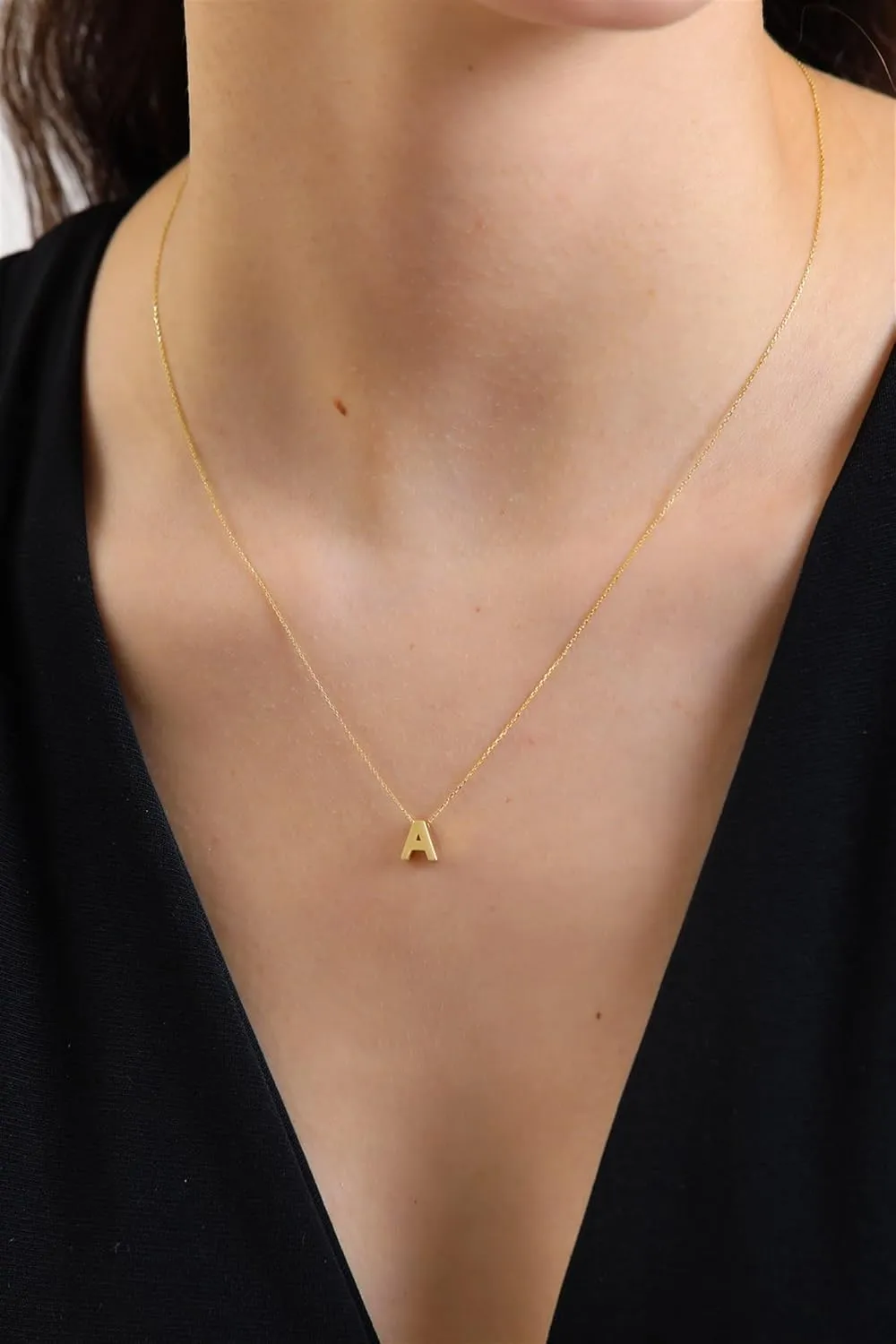 14k Solid Gold Initial Necklace for Women - Dainty Charm Pendant Letter Necklace Jewelry for Women | 18''
