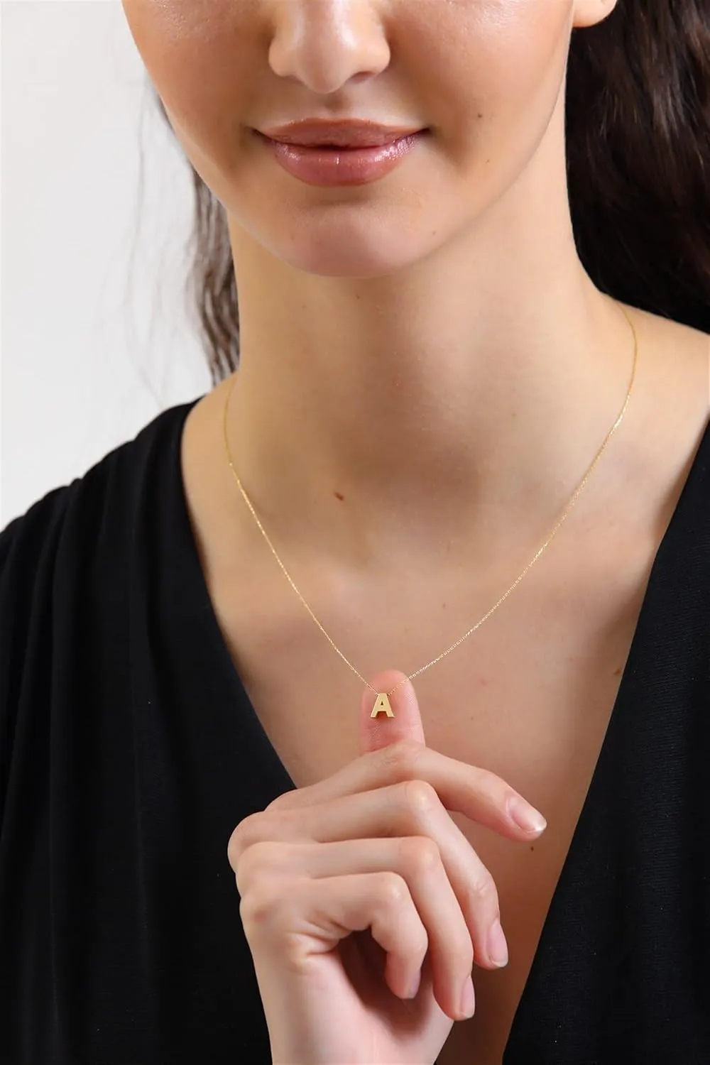 14k Solid Gold Initial Necklace for Women - Dainty Charm Pendant Letter Necklace Jewelry for Women | 18''