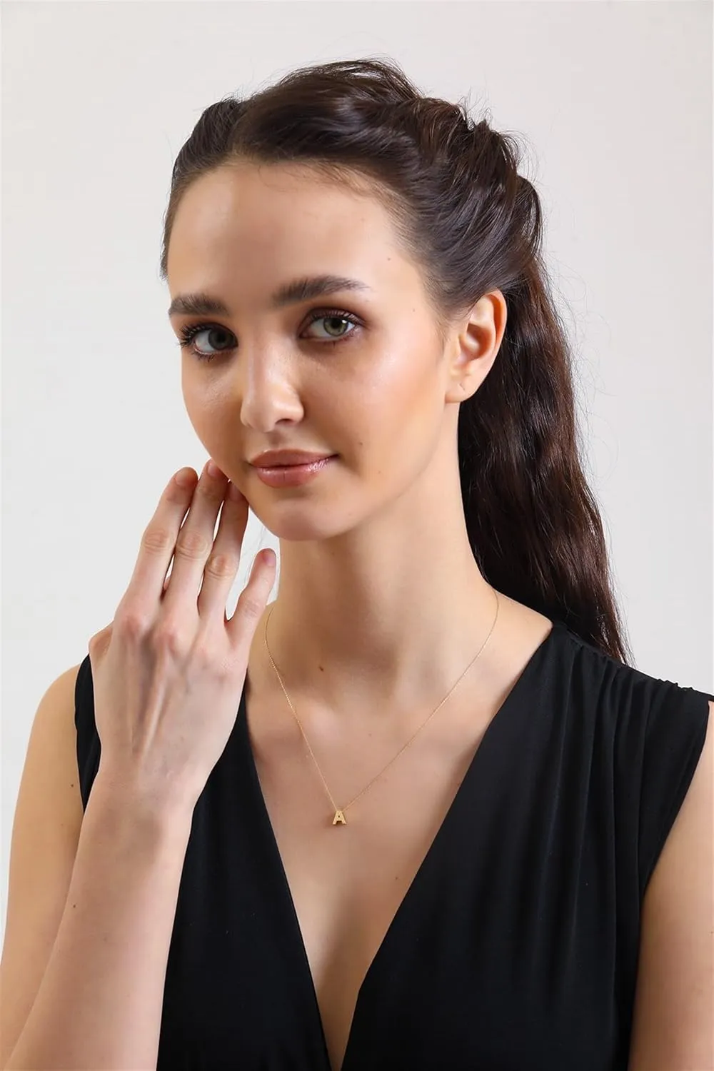 14k Solid Gold Initial Necklace for Women - Dainty Charm Pendant Letter Necklace Jewelry for Women | 18''