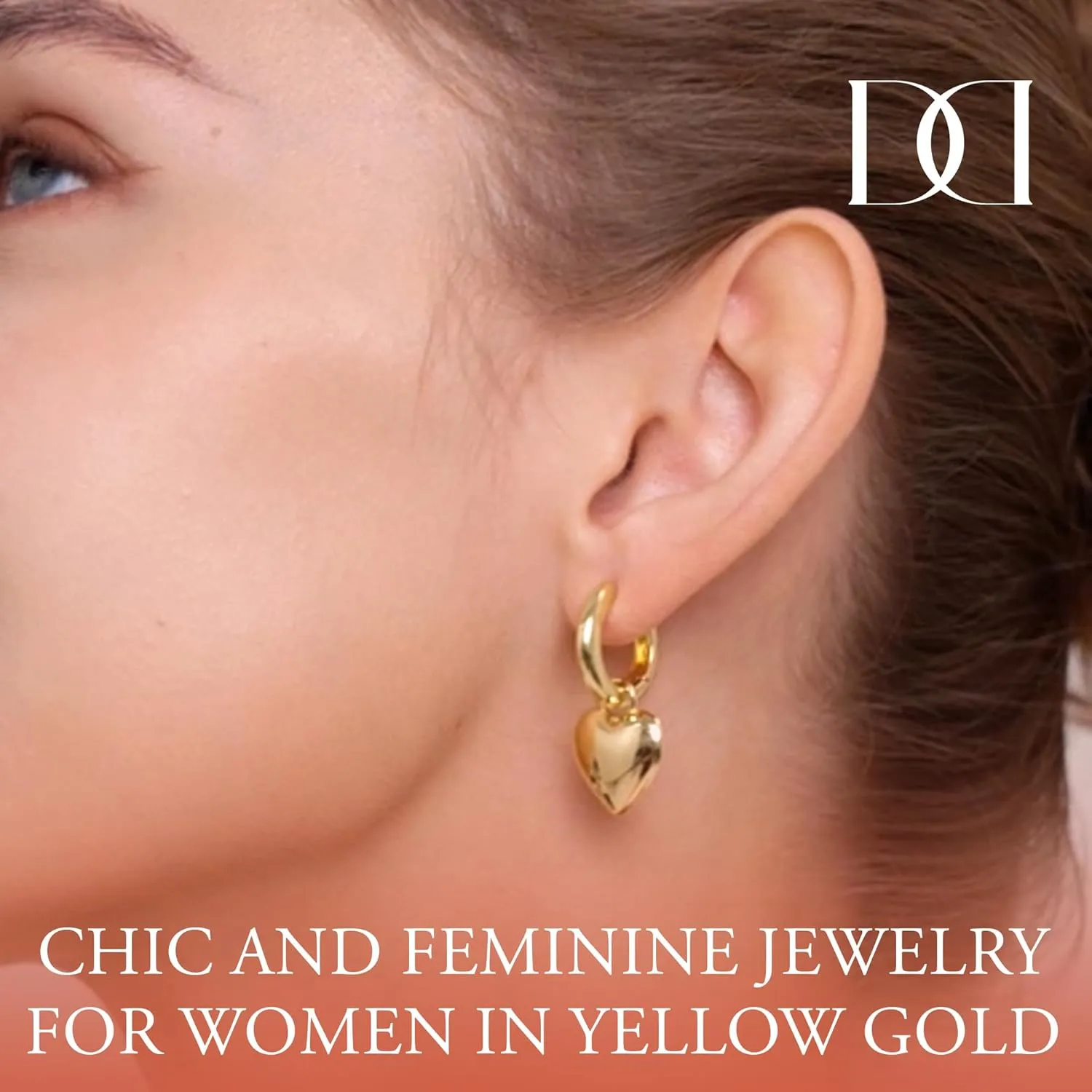 18K/14K White Gold/Yellow Gold Plated Heart Drop Dangle Huggie Earrings for Women | 925 Sterling Silver Post Love Heart Earrings | Lightweight Jewelry Gift - 30x17mm
