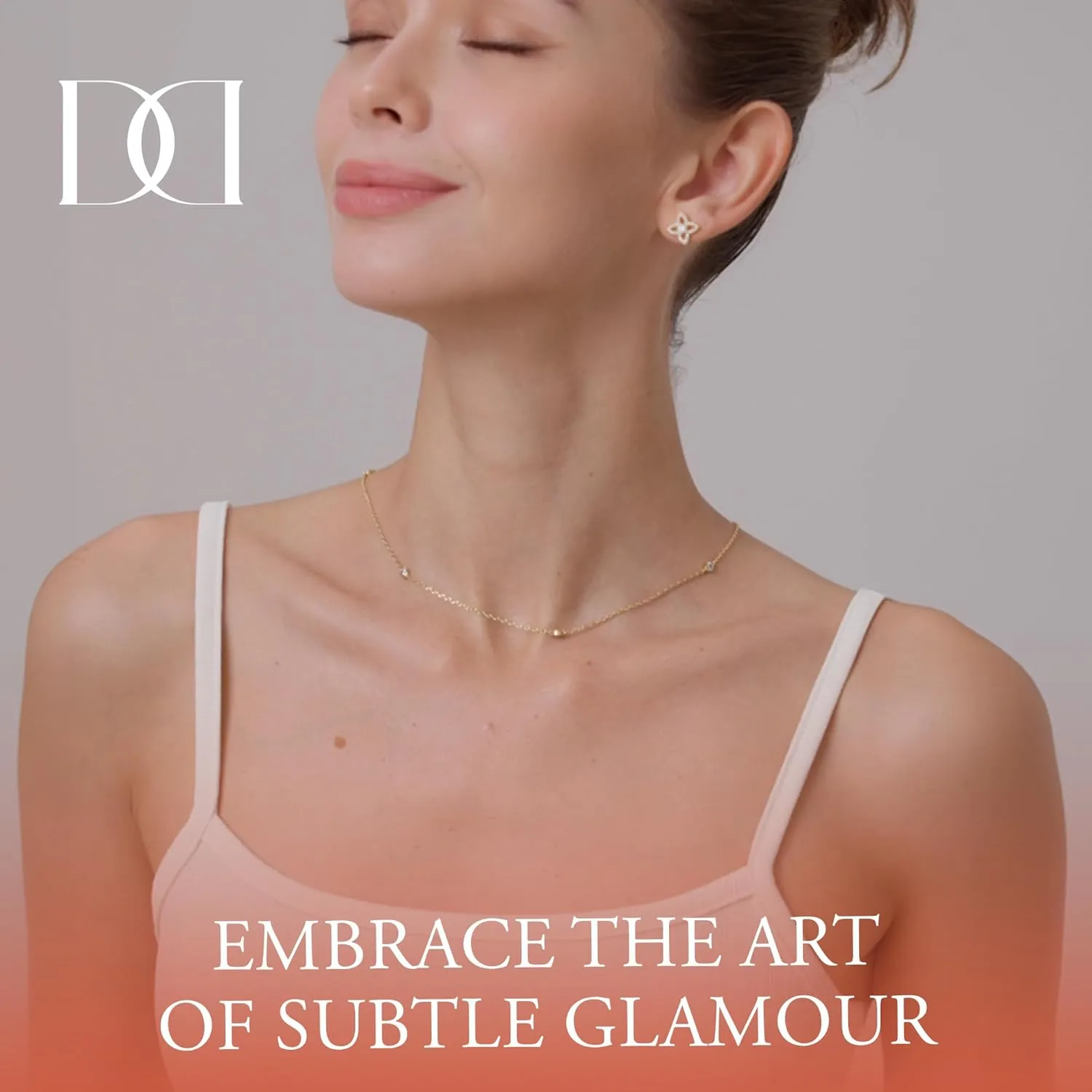 18K/14K White/Yellow Gold Plated Station Necklace | Simulated Diamond BTY Necklace | Dainty Necklace for Women | CZ Necklace | White Gold and Gold Jewelry | 15-18 Inch   3 Inch Extender