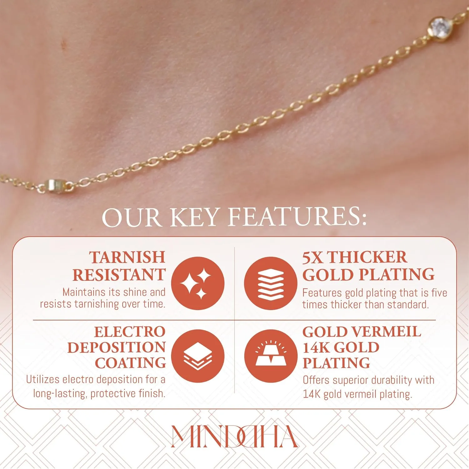 18K/14K White/Yellow Gold Plated Station Necklace | Simulated Diamond BTY Necklace | Dainty Necklace for Women | CZ Necklace | White Gold and Gold Jewelry | 15-18 Inch   3 Inch Extender