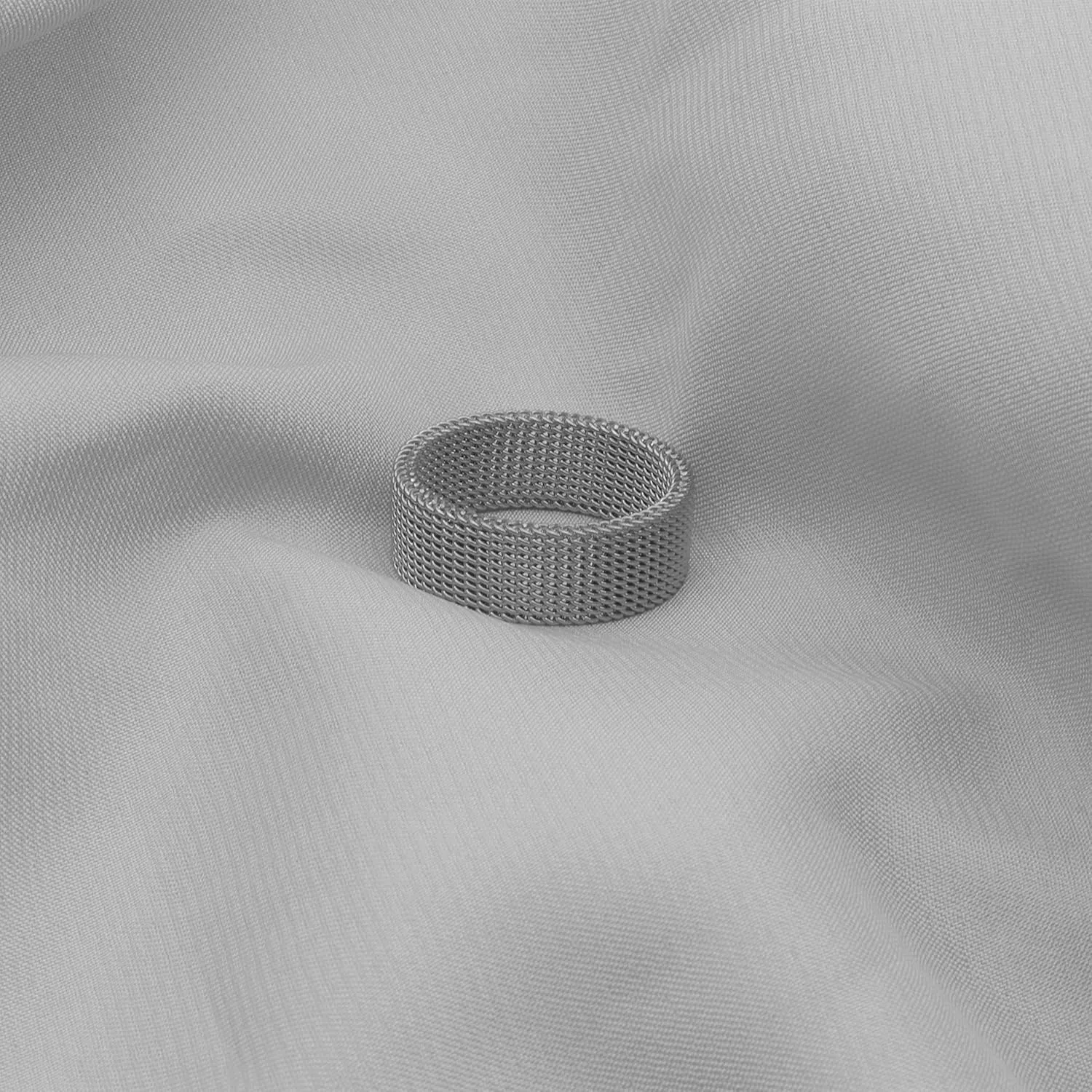 1Pc Stainless Steel 8mm Mesh Ring for Women Men.Fashion Wide Woven Mesh Ring Comfort Fit Wire Mesh Band Ring Punk Jewelry Gifts for Wife