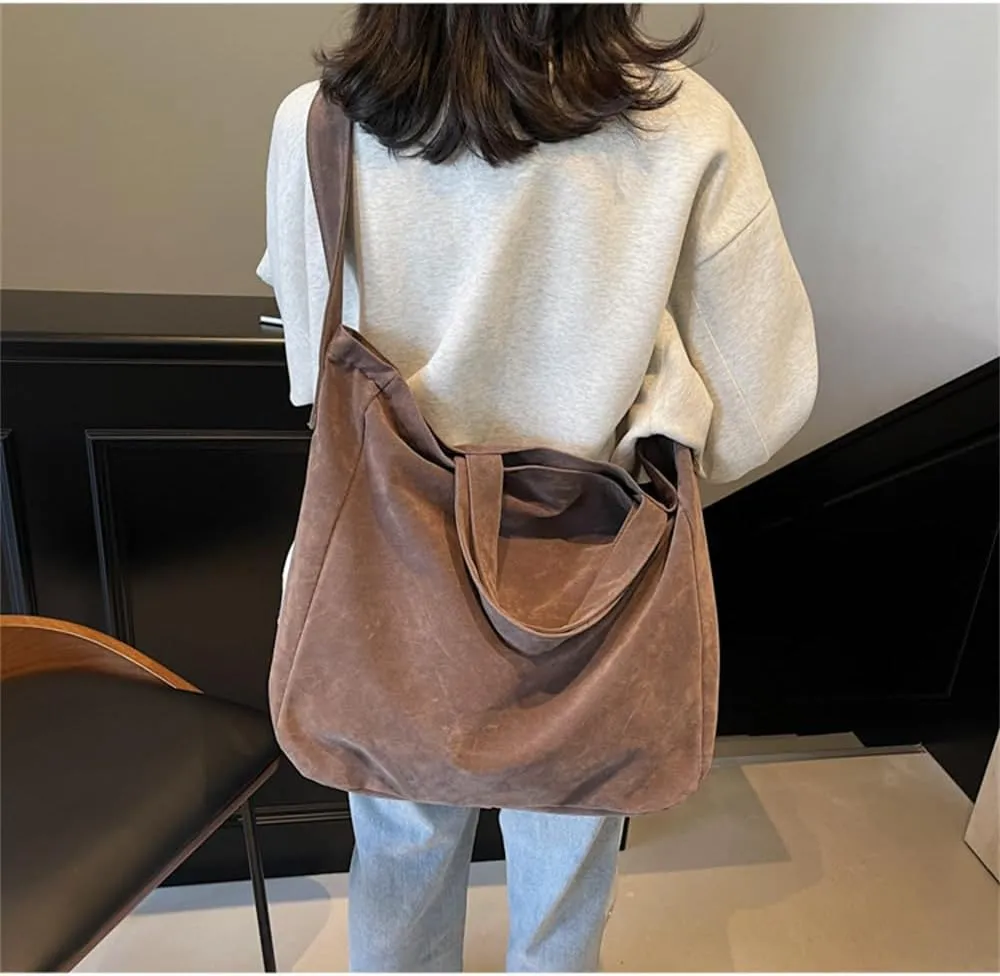 2025 New Oversized Suede Tote Bag Slouchy Large Suede Hobo Bag Super Big Capacity Suede Shoulder Crossbody Bag