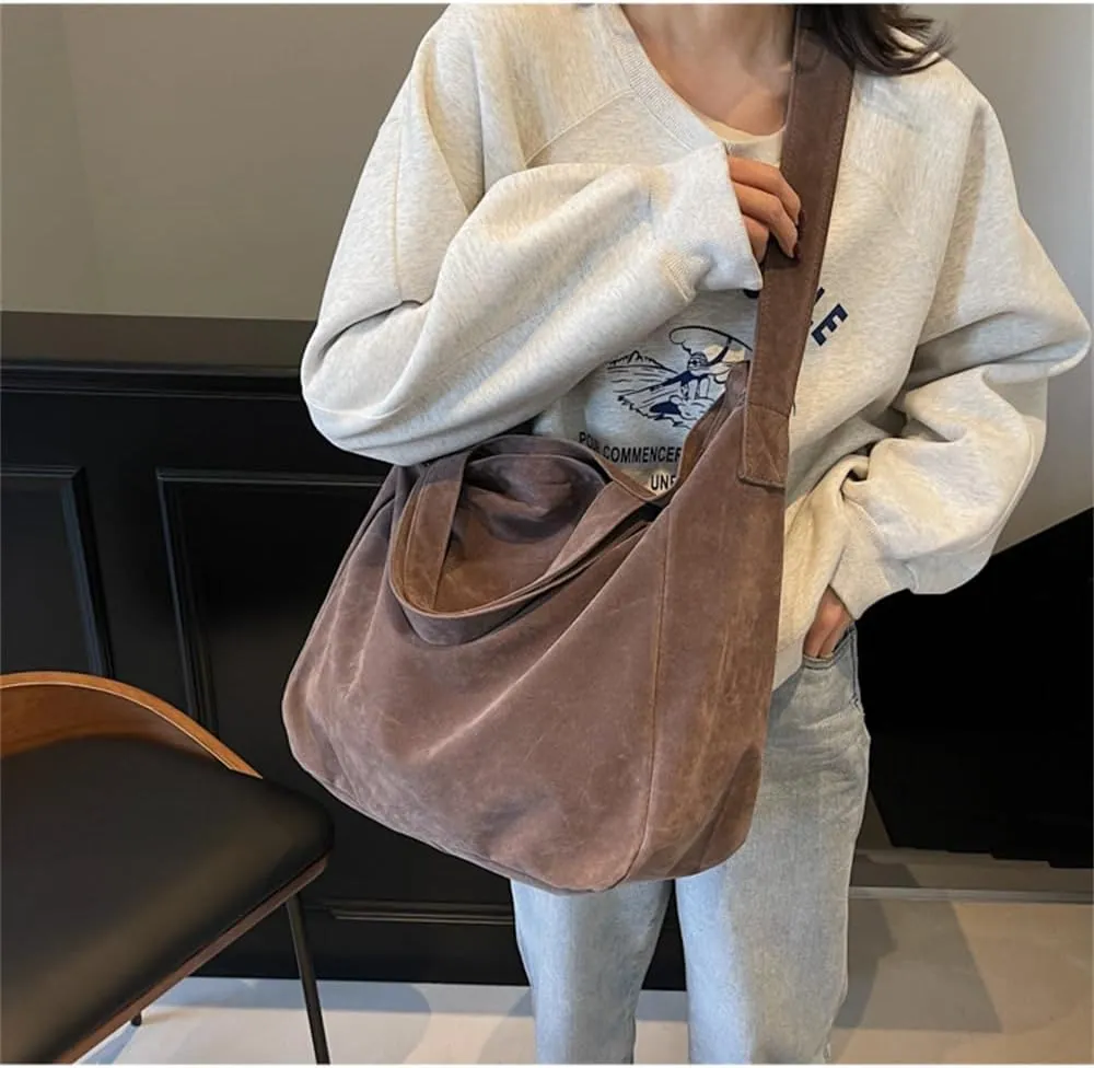 2025 New Oversized Suede Tote Bag Slouchy Large Suede Hobo Bag Super Big Capacity Suede Shoulder Crossbody Bag