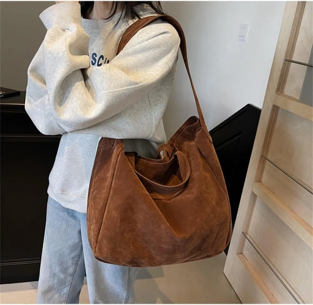 2025 New Oversized Suede Tote Bag Slouchy Large Suede Hobo Bag Super Big Capacity Suede Shoulder Crossbody Bag
