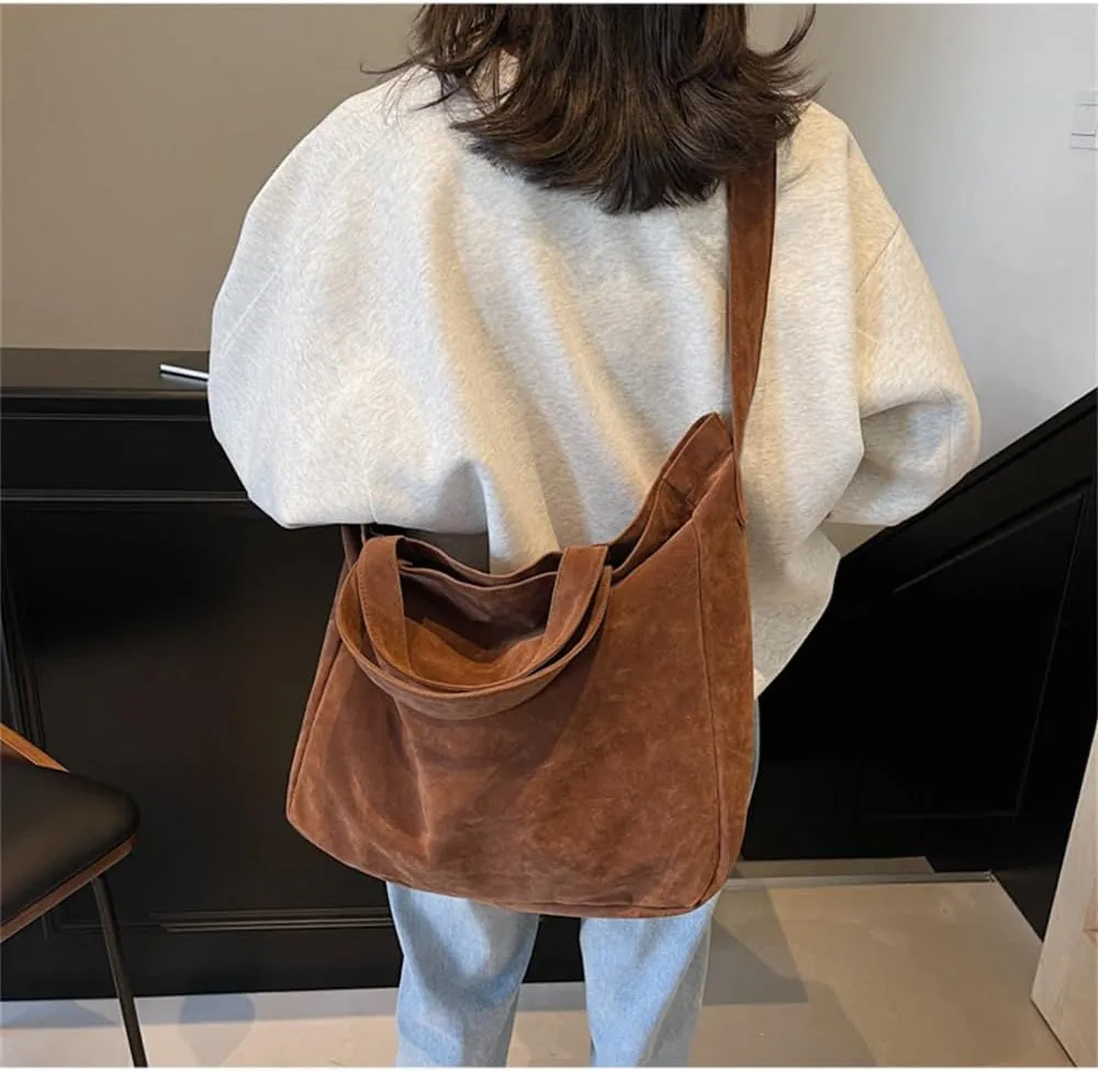 2025 New Oversized Suede Tote Bag Slouchy Large Suede Hobo Bag Super Big Capacity Suede Shoulder Crossbody Bag