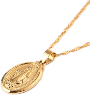 24K Gold Plated Catholic Christian Jewelry Mother Cameo Design Virgin Mary Pendant Necklace Jewelry