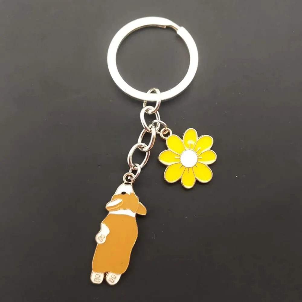 2Pack Friendship Keychains Cute Charm Women Anime Bag Charm Enamel Pendant Corgi Anime Keychains For Couples