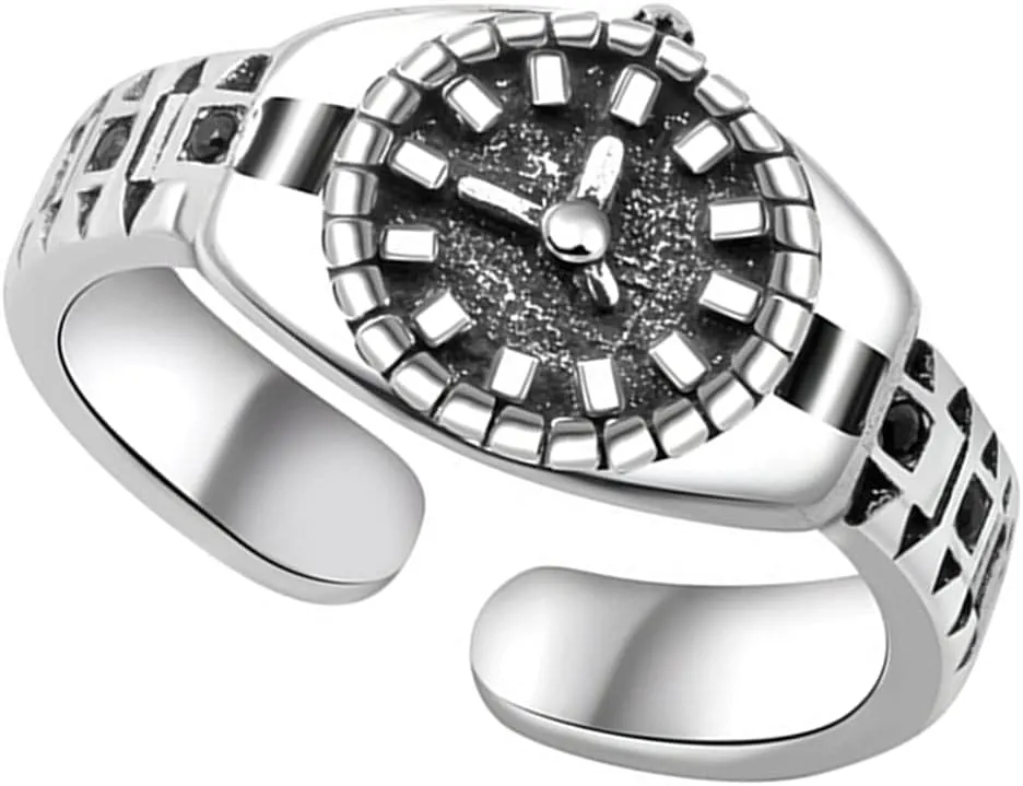 2pcs Watch Ring Minimalist Open Ring Casual Watch Stainless Steel Watch Open Knuckle Rings Punk Rings Vintage Open Rings Ring Watch S925 Sterling Silver Jewelry Chic Miss
