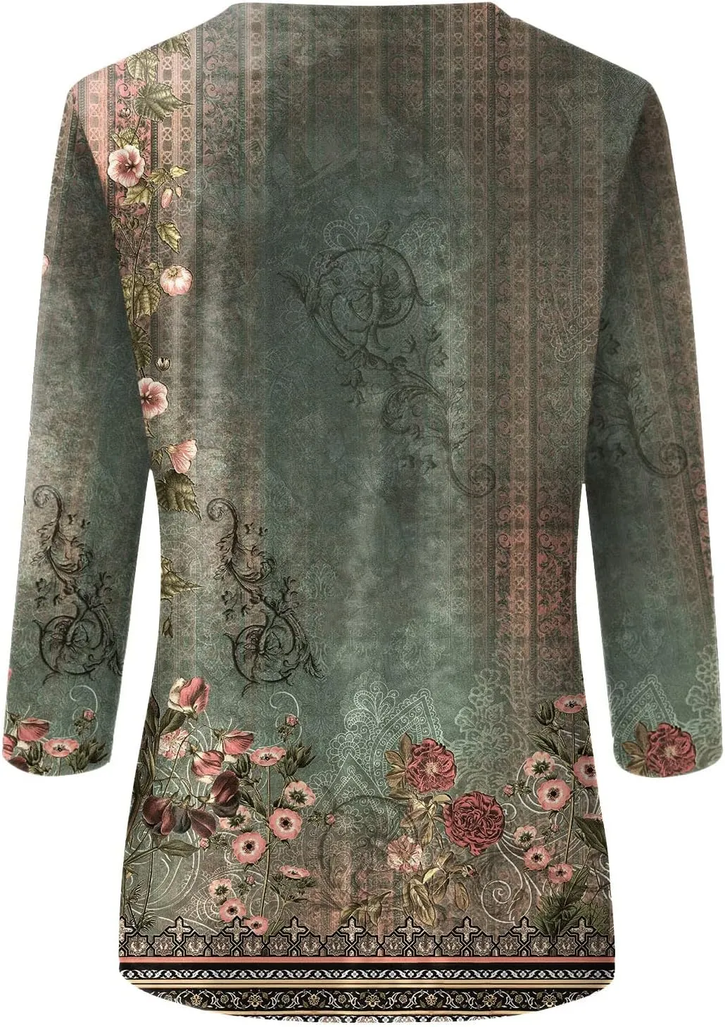 3/4 Length Sleeve Womens Tops 2025 Summer Print Round Neck Shirts Loose Fit Casual Three Quarter Sleeve Tshirts