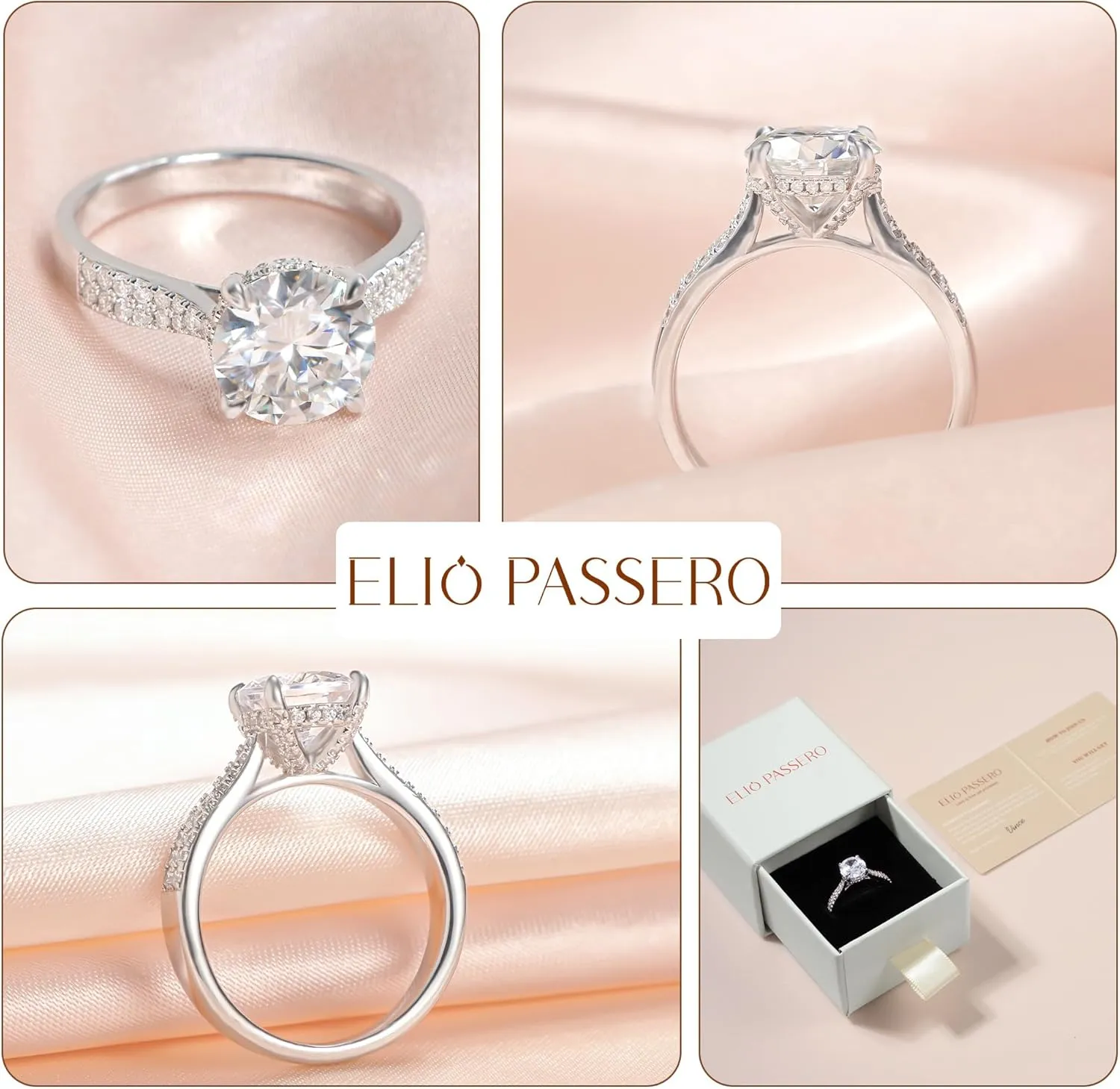 3CT Cubic Zirconia Engagement Rings for Women, S925 Sterling Silver with 18K White Gold Plated, Round/Oval/Cushion/Radiant Cut Wedding Bands Engagement Ring