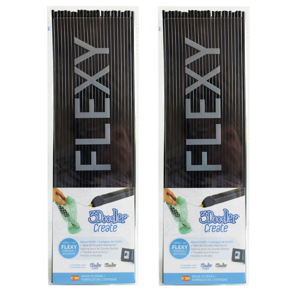 3Doodler | 3Doodler Create | Flexy Plastic | Black - 2 Pack