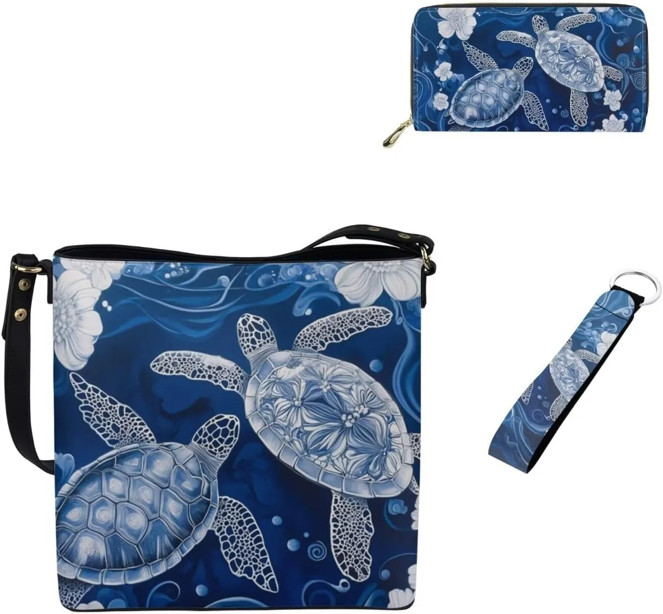 3Pcs Saddle Bags Set Shoulder Bag Satchel Bags for Women Purses for Women Key Holder