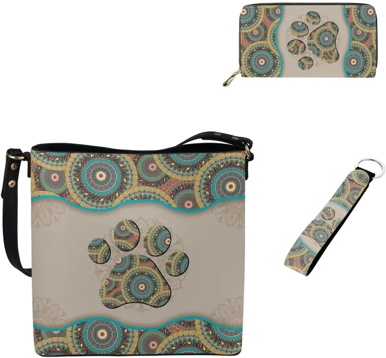 3Pcs Saddle Bags Set Shoulder Bag Satchel Bags for Women Purses for Women Key Holder