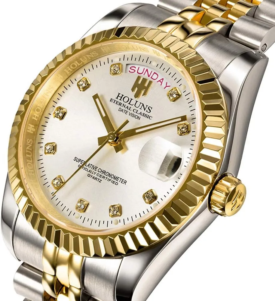 41MM Mens Luxury Quartz Watch with Calendar Luminous Waterproof Wrist Watches
