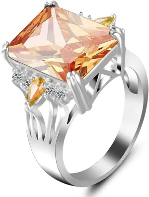 6 Colors Square Cubic Zirconia Engagement Rhinestone Rings for Women