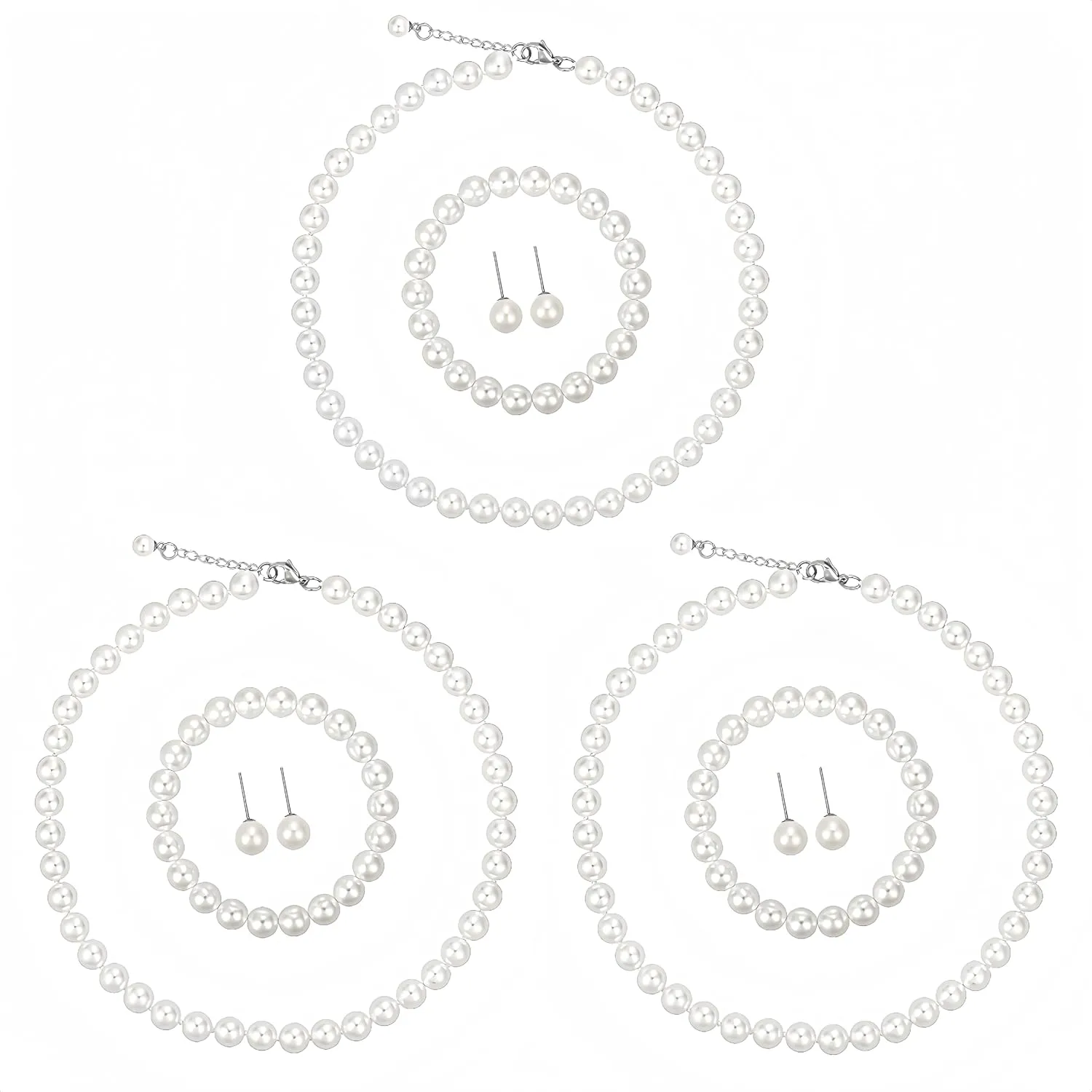 8mm 3/9 Pcs pearl Necklace Jewelry Necklace Jewelry Set for Women