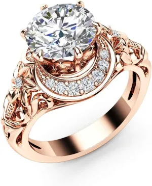 925 Silver Super Flash Hollowed Out Floral Diamond Ring Ladies Luxury Rose Gold Set Zircon Diamond Ring Found Women Jewelry Earrings