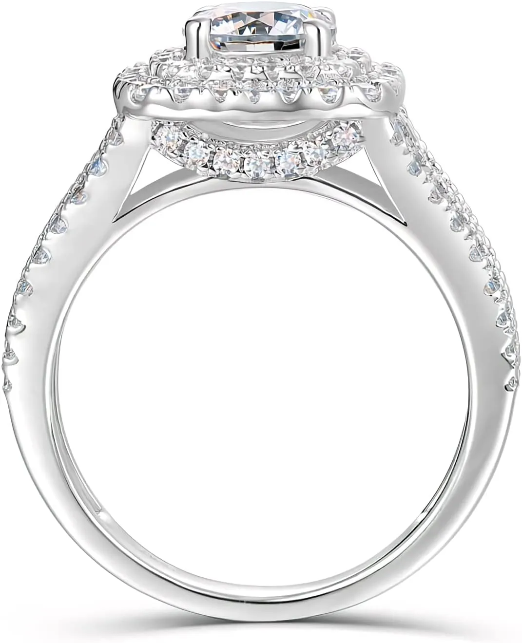 925 Sterling Silver 2CT Moissanite Engagement Rings for Women, Platinum Plated Silver Women's Engagement Ring for Wedding, Anniversary