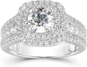 925 Sterling Silver 2CT Moissanite Engagement Rings for Women, Platinum Plated Silver Women's Engagement Ring for Wedding, Anniversary