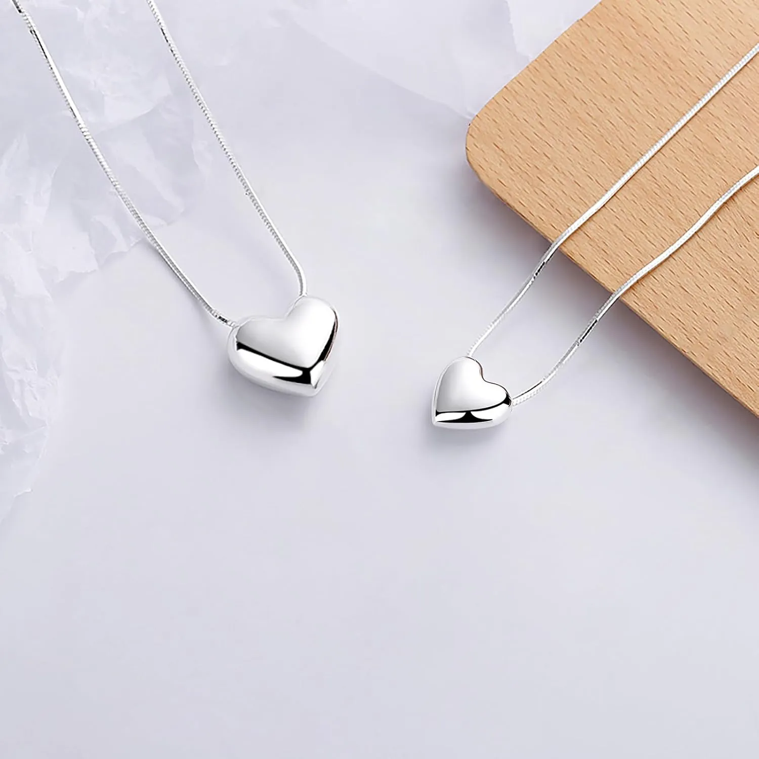 925 Sterling Silver Heart Pendant Necklaces for Women, Silver Heart Necklace for Women Mom Birthday