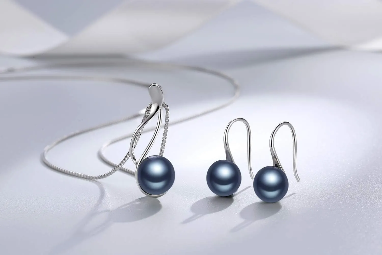 925 Sterling Silver Pearl Necklace and Earring Set, Freshwater Cultured Pearl Necklace, AAA  Quality Pearl Set, Sterling Silver Pearl Earrings Hypoallergenic Jewelry Set for Women
