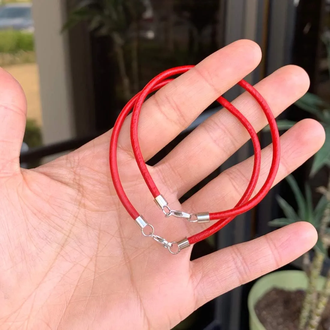 Adabele Authentic 3mm Leather Cord Charm Bracelet 925 Sterling Silver Clasp Women Men Jewelry Hypoallergenic Nickel Free (7 7.5 8 inch)