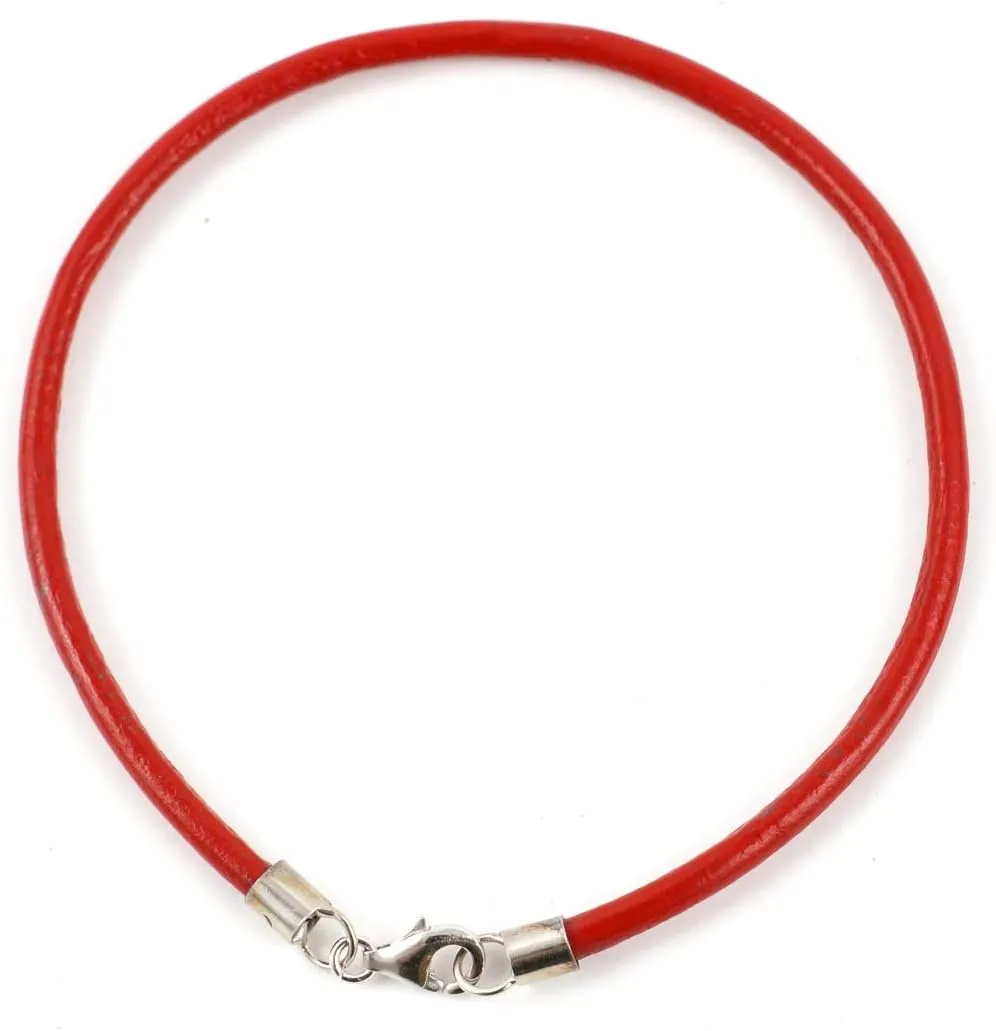 Adabele Authentic 3mm Leather Cord Charm Bracelet 925 Sterling Silver Clasp Women Men Jewelry Hypoallergenic Nickel Free (7 7.5 8 inch)