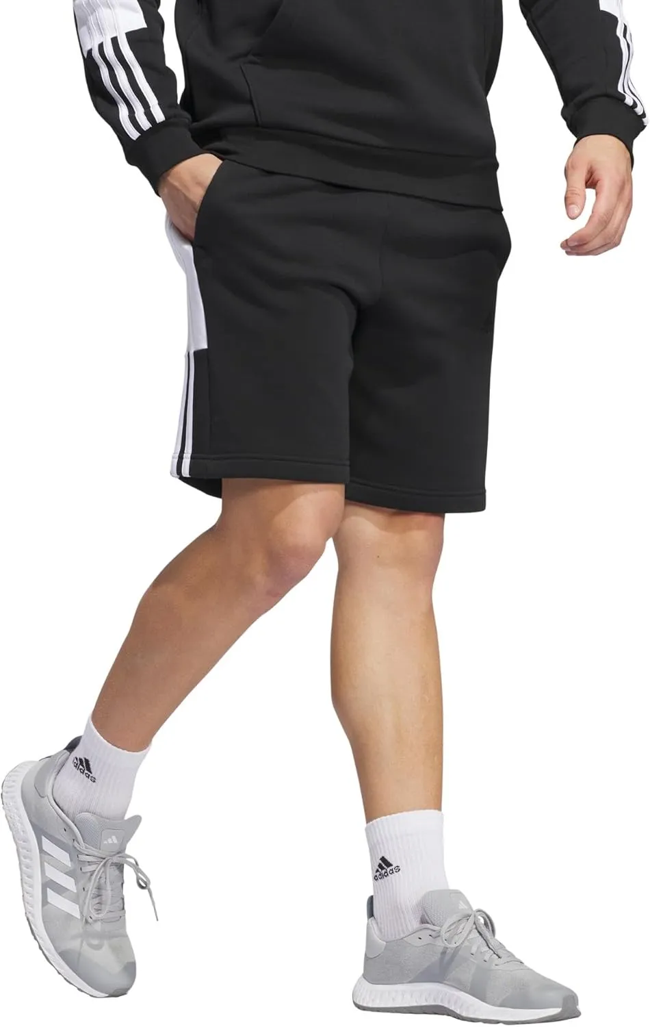 adidas Men's Essentials 3-Stripes Fleece Color Block Shorts