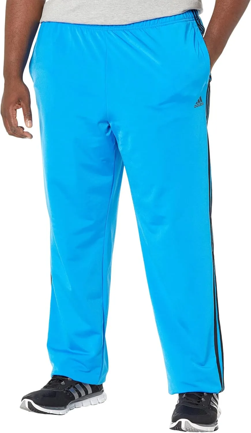 adidas Men's Essentials Warm-up Open Hem 3-stripes Tracksuit Bottoms, Black-white,