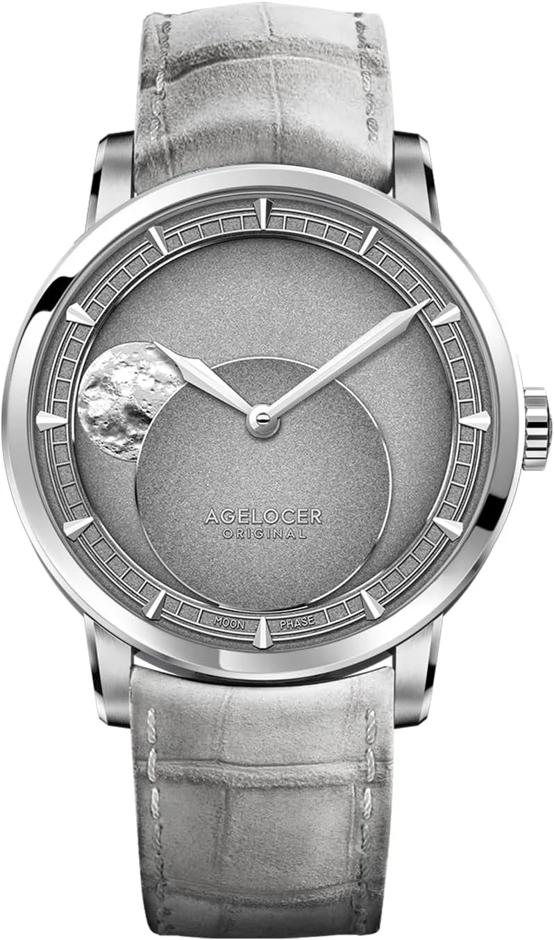 AGELOCER Major Breakthrough 29.51-Days MoonPhase Original Astronomer Men's Mechanical Watch, Luxury Automatic Skeleton Leather Men's Wrist Watches