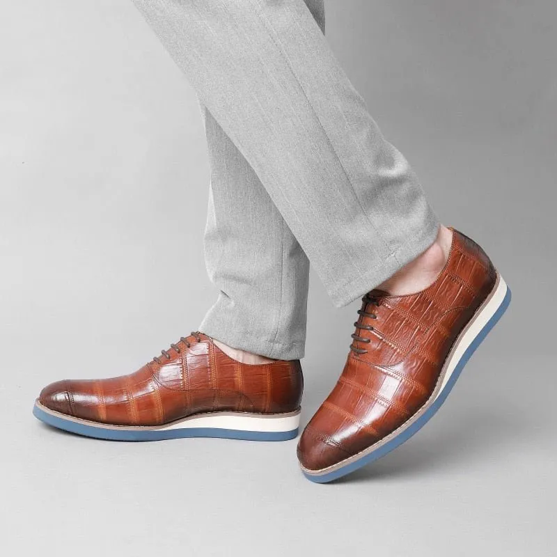 Mens Luxury Alligator Leather Platform Brogue Dress Shoes by AlliLux