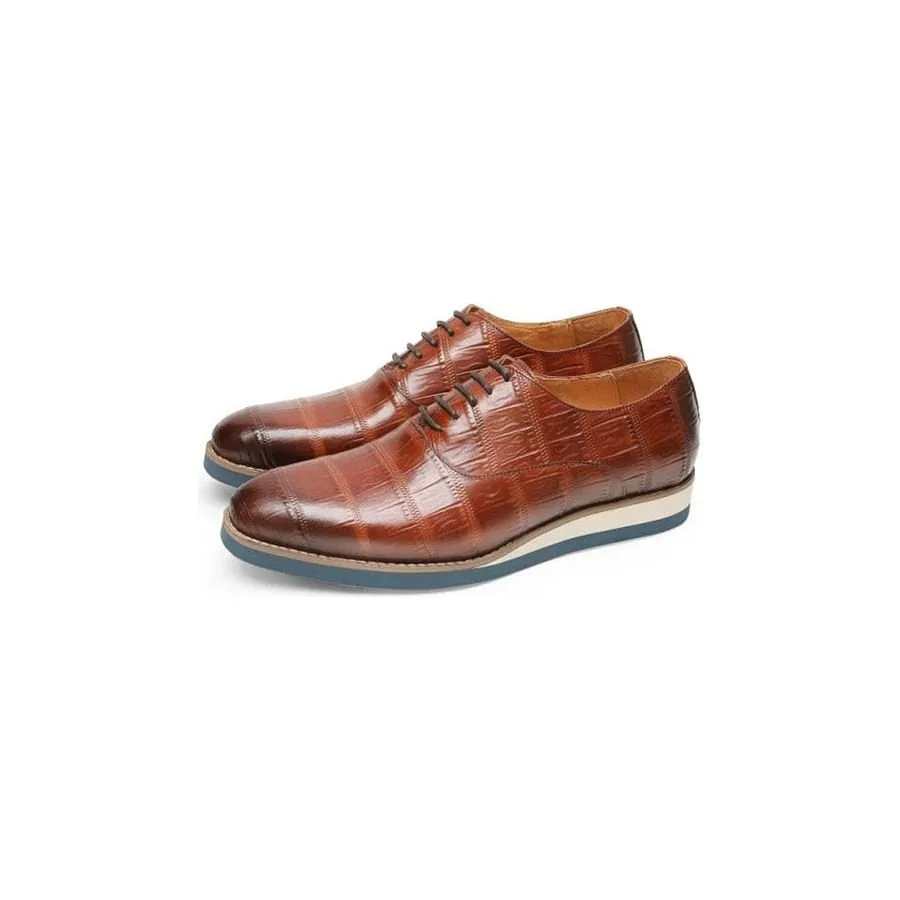 Mens Luxury Alligator Leather Platform Brogue Dress Shoes by AlliLux