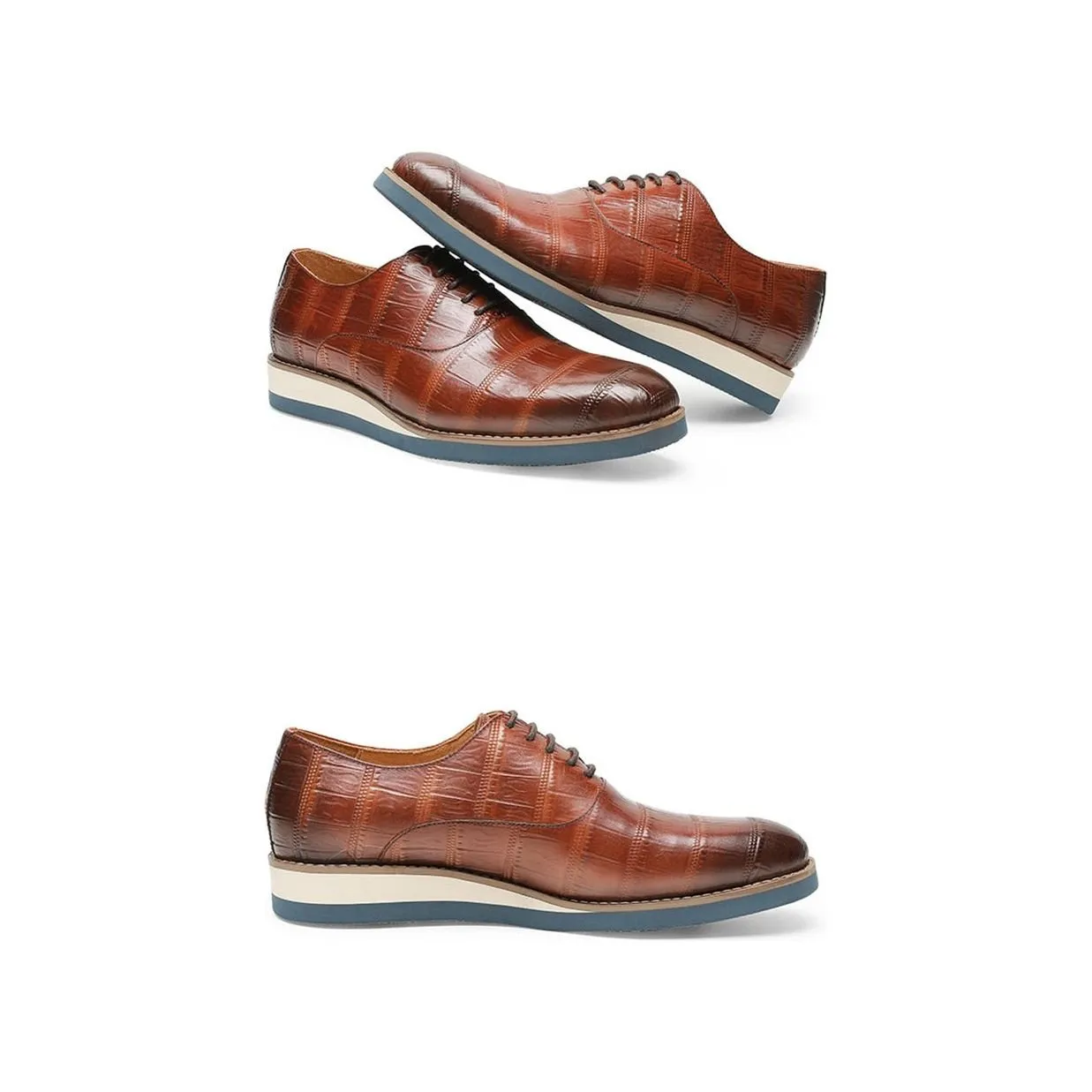 Mens Luxury Alligator Leather Platform Brogue Dress Shoes by AlliLux