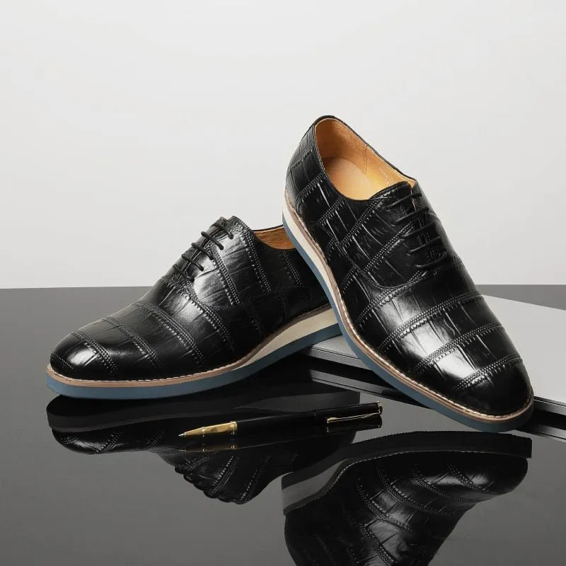 Mens Luxury Alligator Leather Platform Brogue Dress Shoes by AlliLux