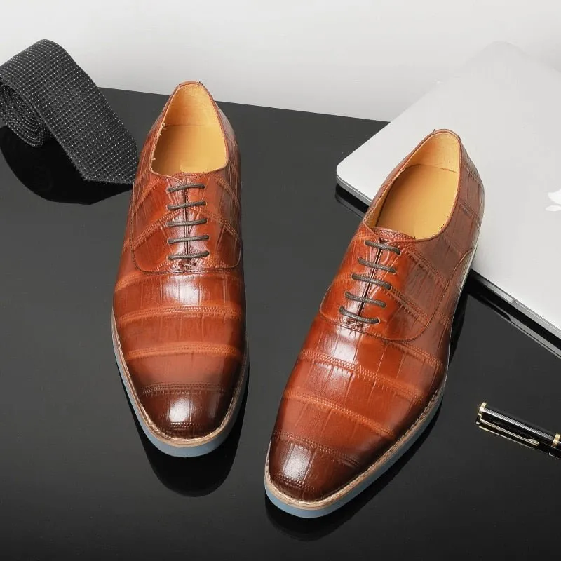 Mens Luxury Alligator Leather Platform Brogue Dress Shoes by AlliLux