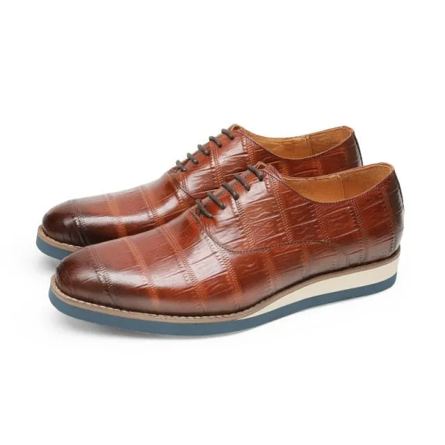 Mens Luxury Alligator Leather Platform Brogue Dress Shoes by AlliLux