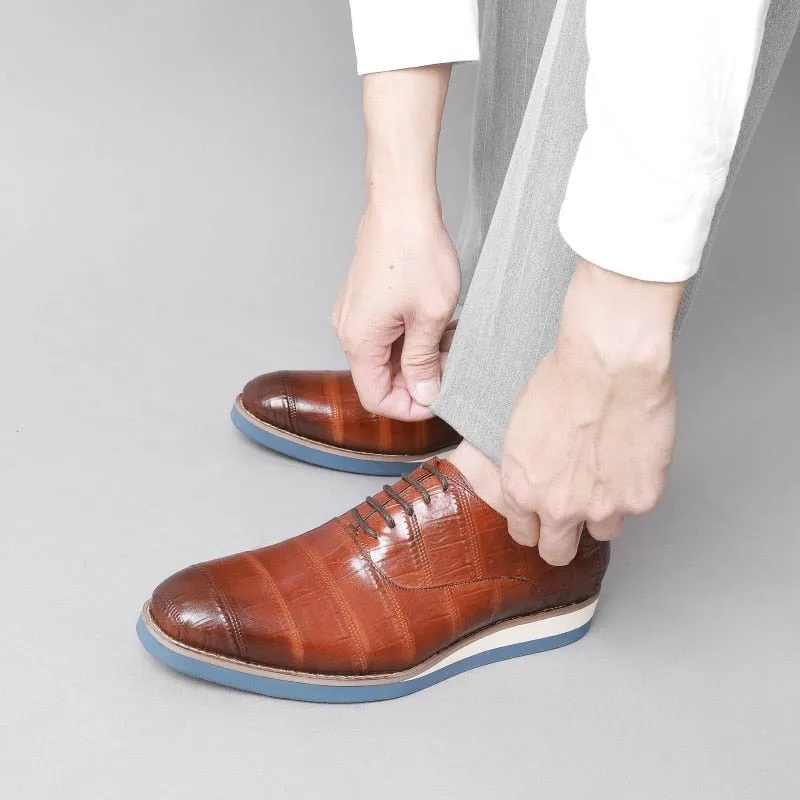 Mens Luxury Alligator Leather Platform Brogue Dress Shoes by AlliLux