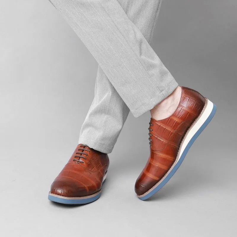 Mens Luxury Alligator Leather Platform Brogue Dress Shoes by AlliLux
