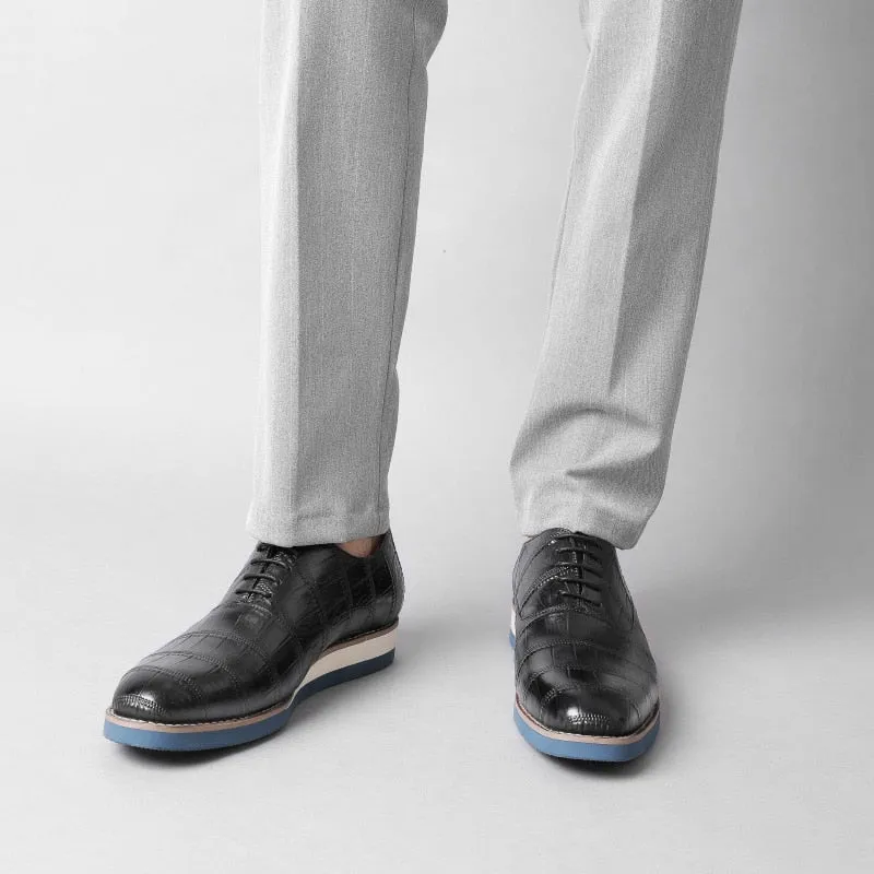 Mens Luxury Alligator Leather Platform Brogue Dress Shoes by AlliLux